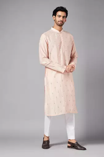 Moori Peach Embroidered Kurta
