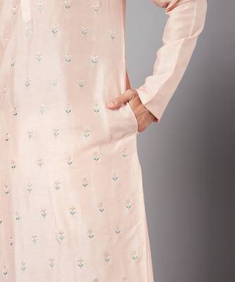 Moori Peach Embroidered Kurta 7