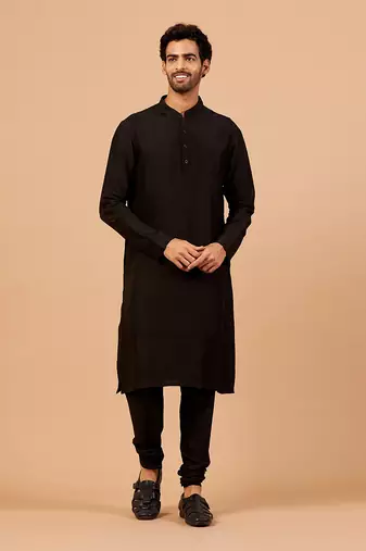 Black Plain Kurta