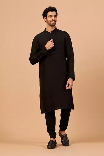 Black Plain Kurta