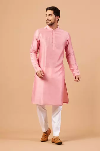 Pink Plain Kurta