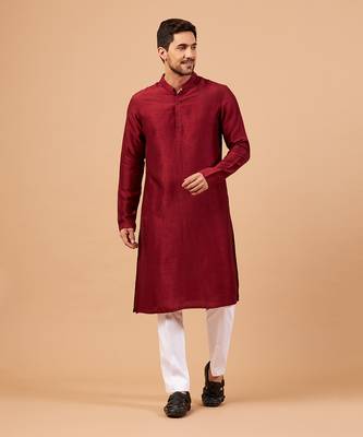 Maroon Plain Kurta 1