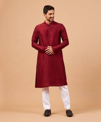 Maroon Plain Kurta 2