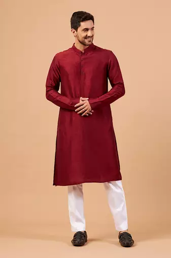 Maroon Plain Kurta
