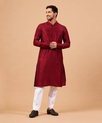 Maroon Plain Kurta 3