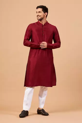 Maroon Plain Kurta