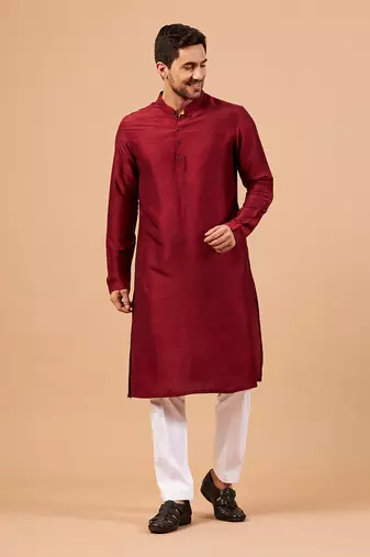 Maroon Plain Kurta