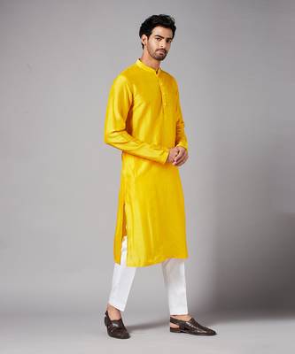 Yellow Plain Kurta 1
