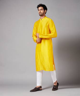Yellow Plain Kurta 2