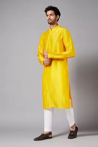 Yellow Plain Kurta