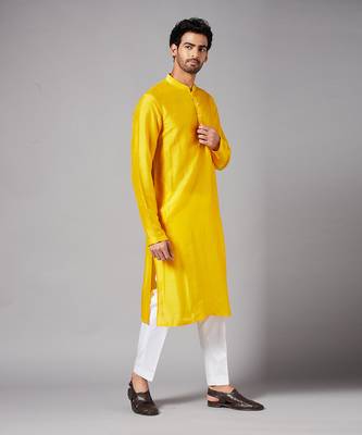 Yellow Plain Kurta 4