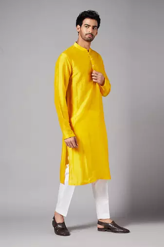 Yellow Plain Kurta