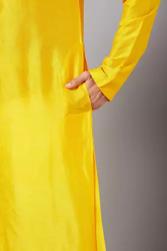 Yellow Plain Kurta