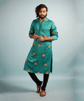 Green Embroidered Kurta Set 1