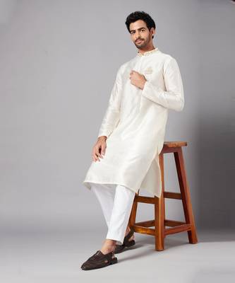 White Ecru Basik Kurta Set 2