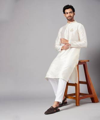 White Ecru Basik Kurta Set 4