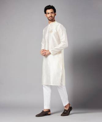 White Ecru Basik Kurta Set 6