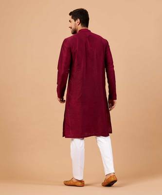 Magenta Leaf Motif Basik Kurta Set 8
