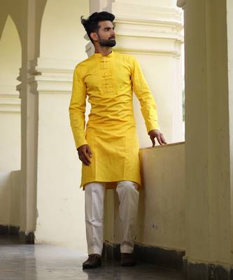 Nilay Yellow Buttoned Kurta Set 1