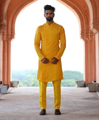 Avar Yellow Designer Kurta Set 1