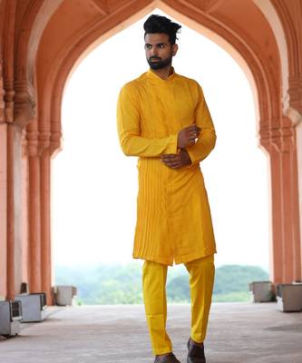 Avar Yellow Designer Kurta Set 2