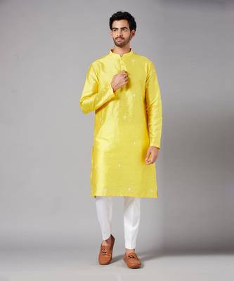 Saanjh Yellow Embroidered Kurta Set 1