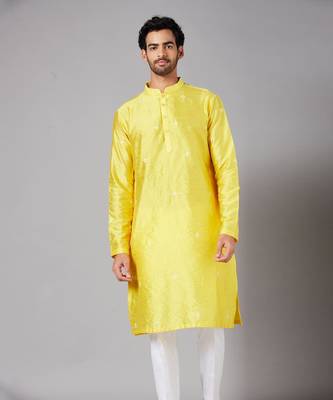 Saanjh Yellow Embroidered Kurta Set 3