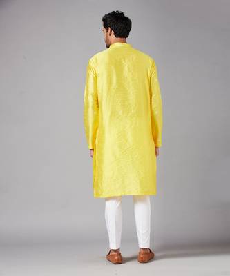 Saanjh Yellow Embroidered Kurta Set 8