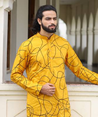 Niran Yellow Abstract Embroidered Kurta Set 2