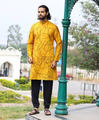 Niran Yellow Abstract Embroidered Kurta Set 1