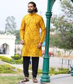 Niran Yellow Abstract Embroidered Kurta Set