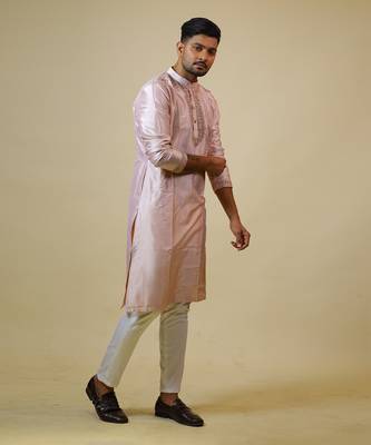Light Coral Embroidered Collar Designer Kurta Set 9