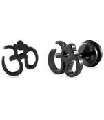 Om Black Single Stud Earring for Men