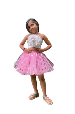 Aglare frock. Tutu skirt. Beautiful flower Top beautiful design Three line. Tutu skirt, layered Skirt and Top.Pink 1
