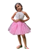 Aglare frock. Tutu skirt. Beautiful flower Top beautiful design Three line. Tutu skirt, layered Skirt and Top.Pink