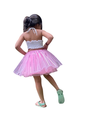 Aglare frock. Tutu skirt. Beautiful flower Top beautiful design Three line. Tutu skirt, layered Skirt and Top.Pink 2