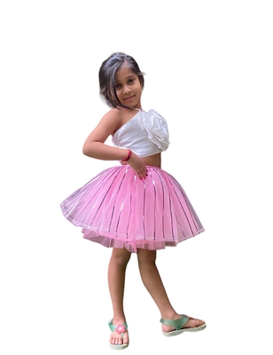 Aglare frock. Tutu skirt. Beautiful flower Top beautiful design Three line. Tutu skirt, layered Skirt and Top.Pink 3