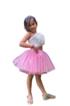 Aglare frock. Tutu skirt. Beautiful flower Top beautiful design Three line. Tutu skirt, layered Skirt and Top.Pink