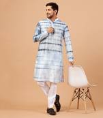 Blutin Navy Blue Tie & Die Kurta Set
