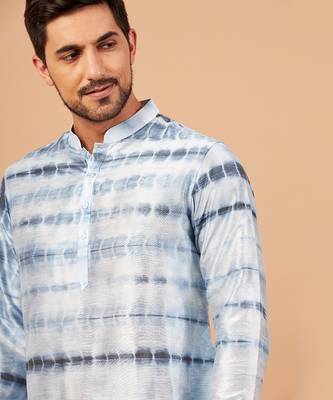 Blutin Navy Blue Tie & Die Kurta Set 7