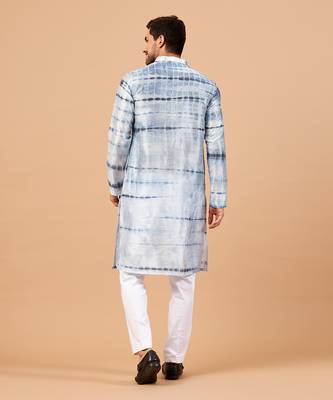 Blutin Navy Blue Tie & Die Kurta Set 8