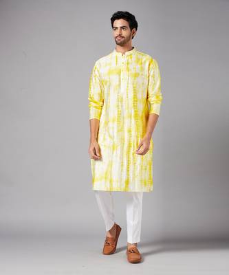 Tintlo Yellow Tie & Die Kurta Set 1