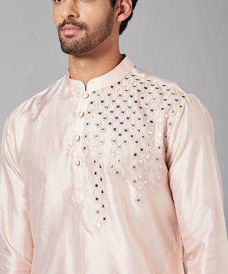 Pink Rooyi Position Mirror Work Kurta Set 4