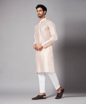 Pink Rooyi Position Mirror Work Kurta Set 6