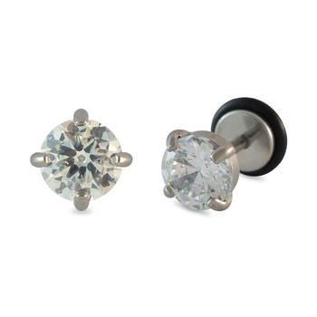 Faux Stone Silver Single Stud Earring for Men 1