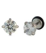 Faux Stone Silver Single Stud Earring for Men