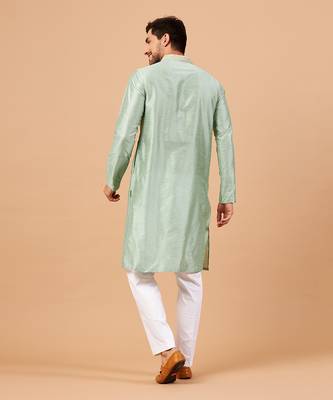 Amil Traditional Embroidered Pastel Green Kurta Set 8