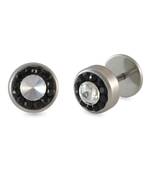 White Faux Stone Silver Single Stud Earring for Men