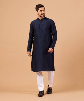 Dark Blue Plain Kurta Set 1