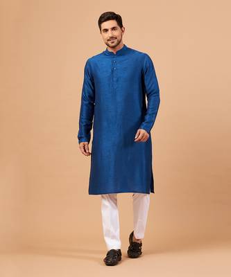 Blue Plain Kurta Set 1